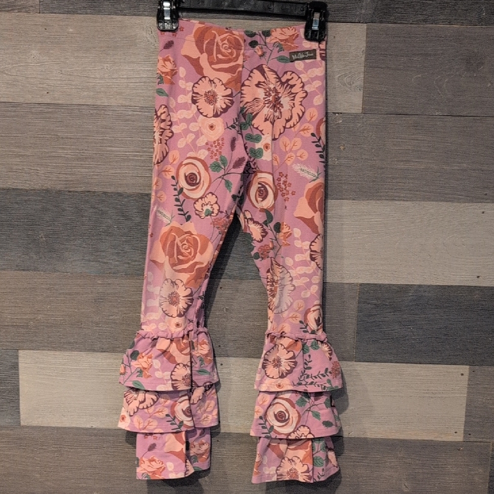 Matilda Jane Floral Ruffle Leggings - Pink and Peach Size 8 Kids